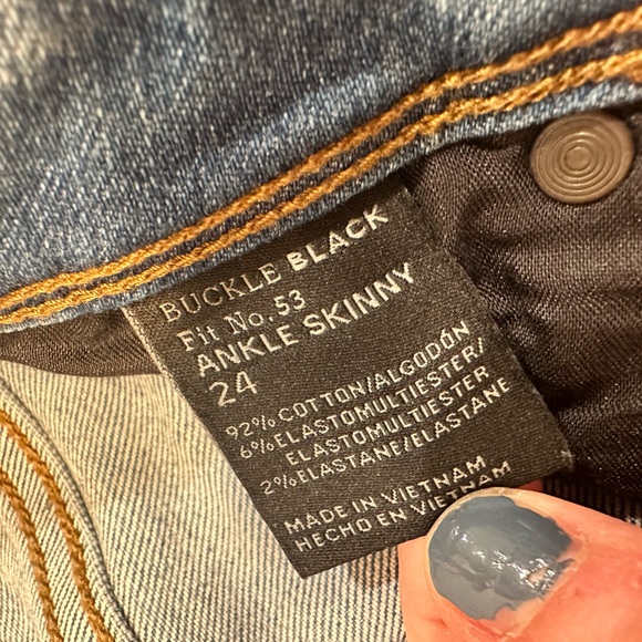 Buckle Black No 53 Skinny Ankle Crop Jeans size 24 - Picture 7 of 8